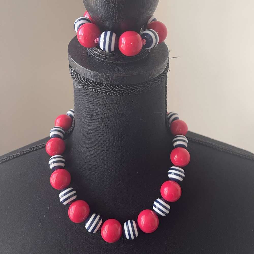 Gymboree red, white and blue bracelet & necklace set